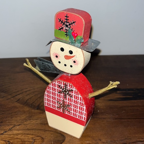 6” Wood Snowman Accent Piece Holiday Table Decor - Picture 5 of 6